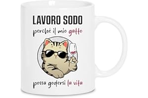 Scuma Tazza Gatto Divertente - Lavoro per il Mio Gatto - Regalo Per Gattara - Tazze con Scritte Simpatiche - Gadget Gatti Donna - Regali Secret Santa Divertenti - Pensierino Natale Colleghe Gattare