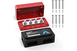 VATRER POWER 300A Bus Bar 12V-48V DC Sammelschiene Hochleistungs Stromverteilerblock mit 4xM8 Anschlussbolzen für Automobil-, Auto-, Schiffs-, Solaranwendungen (Positive rot, Negative schwarz)