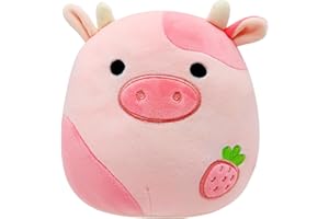 LEEELYAN Mucca Peluche Giocattolo, Giocattolo Peluche Rosa, Squishmallow Mucca, Cuscino Peluche, Mucca Peluche Fragola, Bambole Peluche Bambini, Bambola Peluche Giocattolo Imbottito, Bambola Peluche Cartoon