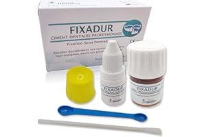 FiXADUR– Ciment dentaire semi-permanent – Colle dentaire forte pour couronnes et bridges – Adhésif prothèse dentaire professionnel”