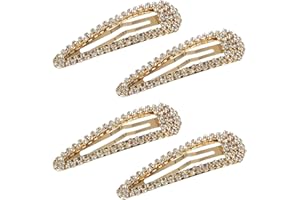LECTNORE 4PCS Strass Capelli a Scatto Metallo Clip Capelli Oro Con Strass Brillante per Le Donne