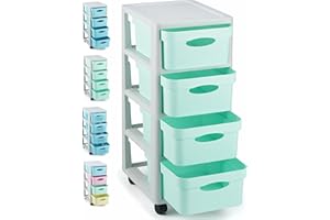 VIEIRA HOME Mueble almacenaje Plastico torre cajonera organizador cajones con ruedas archivador - Escritorio,Oficina, escuela,baño, sala de estar - 69x29cm - Hecho en E.U