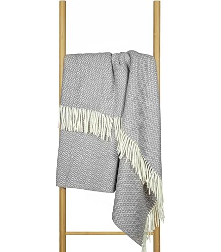 Couverture En Laine Mérinos 100% Naturelle – Gris, 160x200 Cm – Idéale Canapé, Pique-nique, Voyage