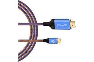 ELZO USB C to HDMI Cable 1.8 m, USB Type C to HDMI 4K UHD Cable (Thunderbolt 3 Compatible) for MacBook Pro 2021/2020/2019/, MacBook Air/iPad Pro 2021/2020/2018, Surface Book 2/3, Galaxy S10, Dell, HP