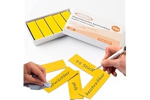 ECENCE 75 Etichette magnetiche scrivibili - 60x20mm Giallo - strisce adesive tagliabili - cartellini magnetici cancellabili - etichette magnetiche per lavagne bianche, frigoriferi, lavagne