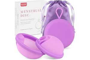 FENYW 2 Pezzi Disco Mestruale, Disco Menstruale (S+L), Coppa Mestruale con Periodi Della Dimensione, perdite, in silicone medico, Menstrual Disc per donne attive, sport, nuoto