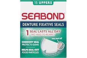 SEA-BOND Seabond Denture Fixative Seals, Soft Adhesive Cushion, Last All Day & Protect Gums, 15 Uppers,Pack of 1