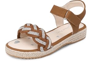 DREAM PAIRS Sandales compensées pour Filles Sandales Papillon d'été pour Enfants avec Cheville réglable et Bride tressée ornée de Strass