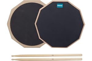 Musfunny Drum Practice Pad Schlagzeug Übungspad, 12 Zoll 2-seitig Leises Übungs Drum Pad Set mit Drumsticks und Aufbewahrungstasche für Schlagzeuger-Übungspad (30 cm Schwarz)