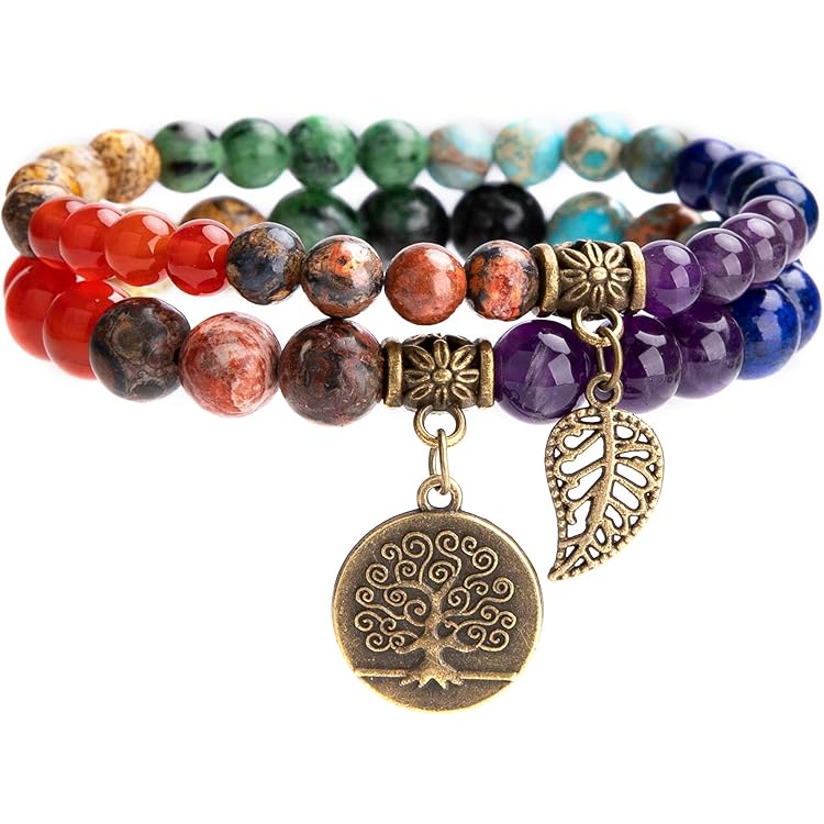 Bracelet en pierre naturelle 7 Chakra pour homme et femme, tressé, lave