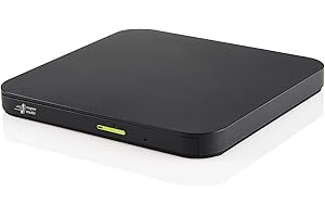 Hitachi-LG GP96 External DVD Drive, Ultra Slim Portable DVD Player for Smartphone, Tablet, Laptop, Android Compatible, Windows 10 & Mac OS Compatible, USB 2.0, 8x Write Speed - Black