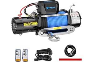 Anbull Treuil électrique 12V 13 500 LBS/ 6136 Kg, Corde Synthétique 9.5mm*26m, IP67 étanche, Compatible pour 4X4, Quad, Franchisseur, 4X4 Tout terrain, Jeep, Toy, Remorque pour Bateau