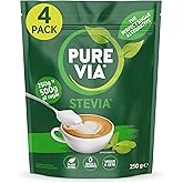 Pure Via Stevia Sugar Alternative - Gluten Free and Zero Calorie Natural Sweetener - 250g X 4, Equivalent to 1kg