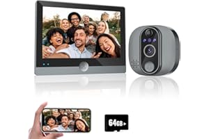 ODIKALA 1080P - Mirilla de puerta para cámara de vigilancia, WiFi y videoportero inalámbrico con pantalla de 4,3 pulgadas, batería de 5000 mAh, campos de visión 130 °, visión nocturna, audio bidireccional +