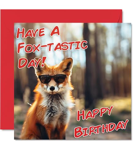 Old English Co. Geburtstagskarte „For Fox Sake“ – Lustiges Fuchs-Design, Innen Blanko, Mit Umschlag