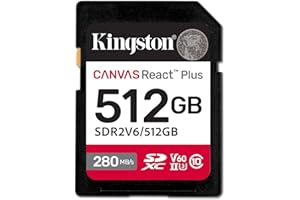 Kingston Canvas React Plus V60 SD 512 GB SDXC UHS-II 280R/150W U3 V60 dla Full HD/4K