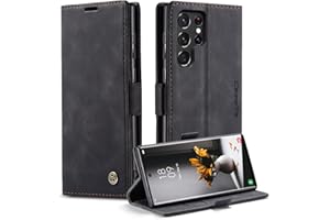 CRACEDILY Coque pour Samsung Galaxy S22 Ultra Pochette, Etui Protection Housse Premium en Cuir PU,Etui à Rabat Pochette de Portefeuille Étui pour Samsung Galaxy S22 Ultra 5G Case, Noir