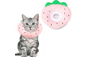 crazy bean Collare Protettivo del Recupero Post-Operatorio del Gatto Collare Elisabettiano Morbido e Regolabile(Fragola,M)