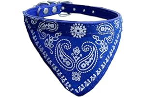 Newtensina Mode Hundebandana Halsband HundeHalsband Junge Mittel Bandana Hündchen Bandana mit Halsband für Hunde - Deep Blue - S