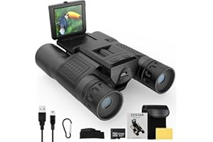 ZZSTAR 12x32 Binoculars with Built-in Camera, 2"" LTPS Display 5MP 1080P Video Photo Recorder with 32GB Micro SD Card, High Powered Binoculars for Bird Watching Travel Hunting, Black