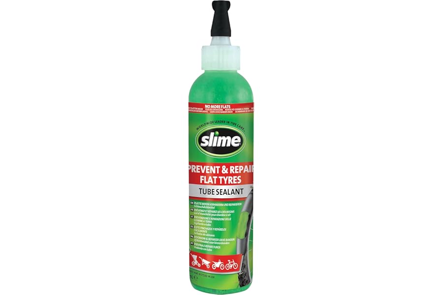 Slime 10015 Bike Tube Puncture Repair Sealant, Prevent and Repair, suitable for all Bicycles, Non-Toxic, Eco-Friendly, 237 mL (8oz) bottle