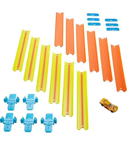 Hot Wheels Track Builder Unlimited coffret Piste Basique avec connecteurs et une voiture incluse, jouet pour enfant, GVG13