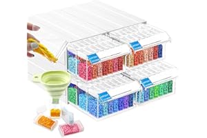 ARTDOT 4 Lots de Boîte Rangement Diamond Painting Empilable et Entrelacement, 140 Boite de Diamond Painting Accessoires, pour Broderie Diamant, Peinture Diamant