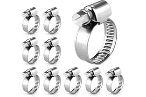 Arvoni 10 Piezas Abrazaderas Metalicas para Tubos, 12-22MM Abrazaderas para Tubos Ajustables, Clips de Manguera Ancho 9 mm, Abrazaderas para Tuberías para Tuberías de Agua, Gas, Automóviles