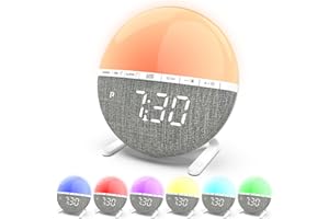 GOMETY Digital Lichtwecker, Tageslichtwecker Sonnenaufgang Wecker Snooze Funktion, 7 Natürlichen Klingeltöne, 9 Farben, 10 Helligkeitsstufen Sunrise Alarm Clock für Schlafzimmer Erwachsene Kinder Baby