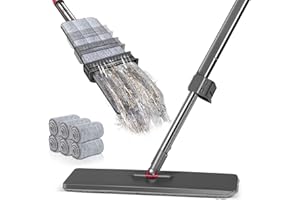 ‎MYIOSUS Myiosus Płaski Mop, Podłogowa Mop z 6 Podkładek na Mopa z Mikrofibry, Samoczyszczący Się Mop do Mycia do Użytku na Mokro i na Sucho, Leniwy Mop do Płytek, Marmuru, Laminatu, Twardego drewna