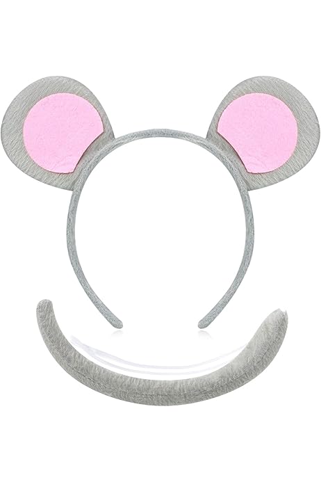 Lynqvor Mausohren Haarreif Grau-Rosa - Süßer Haarschmuck Für Karneval & Kostümpartys