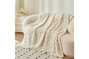 GKXLH Miękki koc polarowy z bawełny, puszysty, przytulny i lekki, duży, ciepły, na sofę lub łóżko, 160 x 200 cm, beżowy
