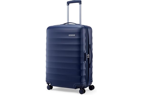 American Tourister Barcelona Check-in Trolley Bag (69 cm) 360° 8 Wheel Travel Luggage Hard Case Polycarbonate Suitcase Mounted Combination Lock Midnight Blue