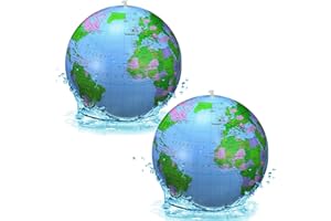 LQTSLFM Weltkugel Aufblasbar,2 Stück Wasserball Aufblasbar,Wasserball Weltkugel für Strand Spielen Oder Lehre, Geburtstagsfeiern，Wissenschaft Geographie Bildung