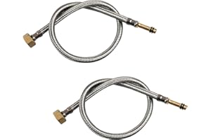 LEADAHEAD Pack of 2 Flexible Pipe Tap Connector Stainless Steel Braided Hose M10 (10mm) x 1/2" 60cm Long