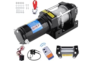 INNCEN Cabrestante eléctrico de 12 V, 4000 lb/1800 kg, cabrestante eléctrico, cabrestante eléctrico con mando a distancia, 15 m, cabrestante de cuerda para coche, yate, camión remolque