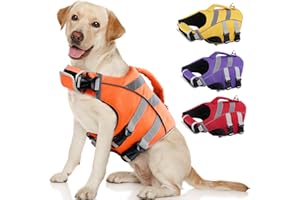 Kuoser Gilet de sauvetage pour chien - Durabilité - Excellente flottabilité - Gilet de sauvetage pour chien de petite et moyenne - Haute sécurité - Pour grands chiens - Orange - Taille S