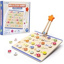 Learning Resources Set In Legno Conta E Abbina Multicolore Gioco Montessori Educativo Matematica Prescolare, Abilità Motorie, Contare, Abbinare, Addizione, 20 Sfere, 28 Gettoni, Pinze In Legno, Età 3