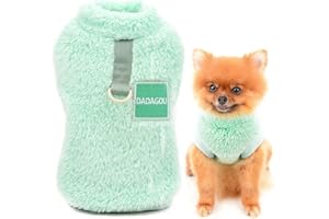 SMALLLEE_LUCKY_STORE Haustier-Sherpa-Fleece-Pullover Weste Rollkragenpullover mit D-Ring weiches Sweatshirt für kleine Hunde Katzen, Welpen Yorkie Chihuahua warme Herbst-Winterkleidung, grün, L