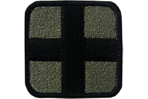 EMBTAO Taktisch Medic Kreuz Armee-Moral ACU Bestickter Aufnäher mit Haken- und Flauschbänder, Olive und Schwarz