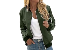 EQWIGKEIT Bomberjacke Damen Lässig Bikerjacke Leicht Pilotenjacke Vintage Freizeitjacke Kurz Übergangsjacke Oversized Sweatjacke Farbverlauf Damenjacke Langarm Fliegerjacke Motorradjacke