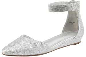 DREAM PAIRS Ballerinas Damen Flache Schuhe mit niedrigem Keilabsatz Knöchelriemen elegant Brautschuhe flach