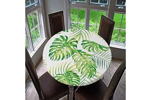 CHICKWIN-SHOP Chickw1 Ronde Nappe de Table Élastique Ajustable, Imperméable, Couverture de Table Kitchen Extensible Protection Tables pour Restaurants, Pique-niques, Barbecues (Feuille de Tortue,150cm)