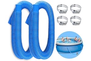 DAZZTIME Tubo para filtro de piscina, 2 piezas de manguera de repuesto, tubos de 1,5 m con 4 abrazaderas metálicas