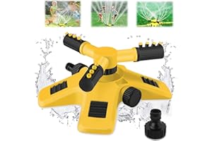 LOEPENLE Aspersor de Jardín Automático,Aspersor Giratorio de Césped de 360 ° 3 Brazos,Juguete Agua Aspersor Agua para Niño,Aspersor para Niños, Ajustables Sprinkler Jardin,Rociador De Jardín