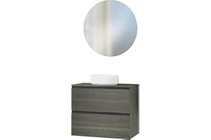 Baikal Mueble de Baño Deva. Mueble Suspendido en Pared Incluye Lavabo cerámico. Disponible en Fondo 39cm y 46cm. Mueble MONTADO.