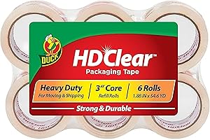 Duck Tape Lot de 6 rouleaux de ruban adhésif d'emballage - Transparent 48 mm x 50 m