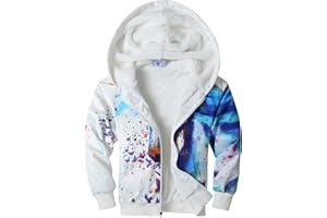 JACKETOWN Niños Sudadera Pullover con Capucha Sherpa Forrada Cremallera Completa Chaqueta Deportiva de Invierno con Capucha Cardigan