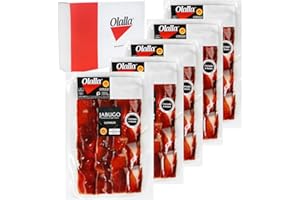 OLALLA 0,5 kg Jambon Bellota PATA NEGRA 100% Iberique DOP JABUGO SUMMUN Tranche Cru au Couteau - Jamon Iberico Espagnol Cru - Charcuterie Ibérique Espagne Panier Gourmand - (5 packs 100 gr)