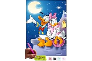 MISHBAY Diamond Painting Disney - Peinture Diamant 30x40cm - Diamond Painting Adulte Donald et Daisy - 5D Diamond Painting Kit Complet - DIY Point de Croix Deco